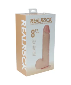 Realrock 8 In. Vibrating and Thrusting Dildo with Balls – Beige