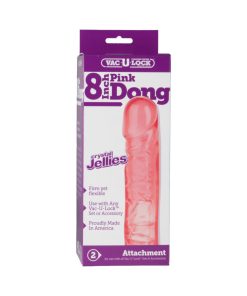 Vac-U-Lock - 8 Inch Pink Dong - Crystal Jellies