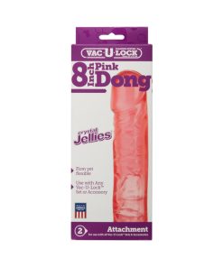 Vac-U-Lock - 8 Inch Pink Dong - Crystal Jellies