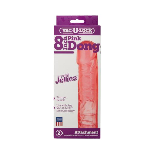 Vac-U-Lock - 8 Inch Pink Dong - Crystal Jellies - Image 3