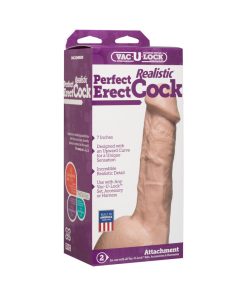 Vac-U-Lock - Perfect Erect Realistic Cock White