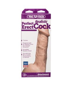 Vac-U-Lock - Perfect Erect Realistic Cock White