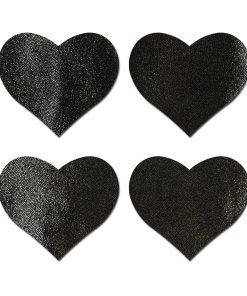 Pastease Petites Liquid Hearts Pasties Black 2-Pack