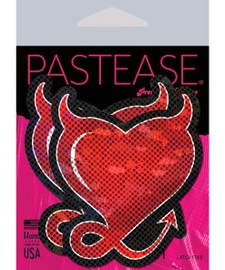 Pastease Glitter Devil Heart Pasties Red