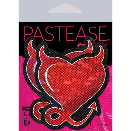 Pastease Glitter Devil Heart Pasties Red - Image 3