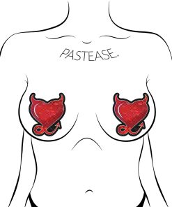 Pastease Glitter Devil Heart Pasties Red