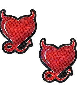 Pastease Glitter Devil Heart Pasties Red