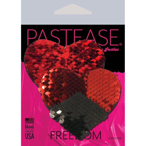 Pastease Color Changing Sequin Heart Pasties Red/Black - Image 3