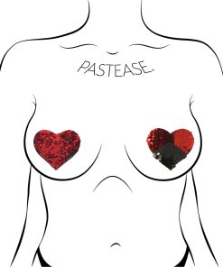 Pastease Color Changing Sequin Heart Pasties Red/Black