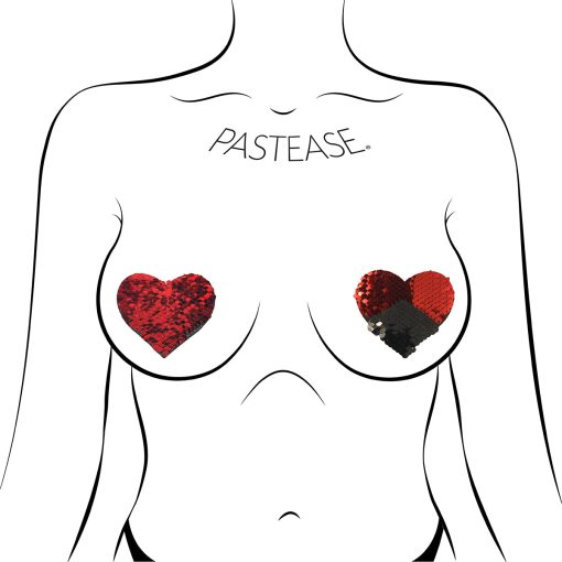 Pastease Color Changing Sequin Heart Pasties Red/Black - Image 2