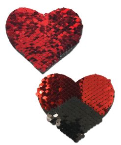 Pastease Color Changing Sequin Heart Pasties Red/Black