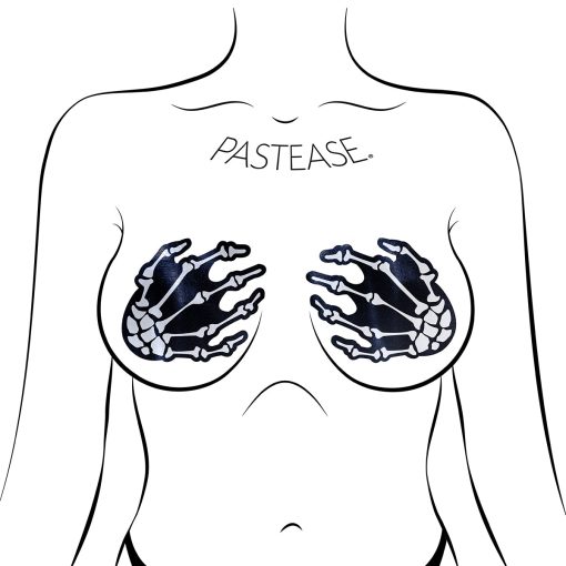 Pastease Skeleton Hands Pasties Black - Image 2