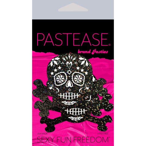Pastease Glitter Candy Skull & Crossbones Pasties Black - Image 3