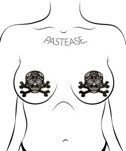 Pastease Glitter Candy Skull & Crossbones Pasties Black