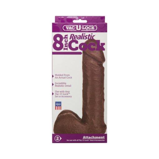 Vac-U-Lock - 8 Inch Realistic Cock Black - Image 4