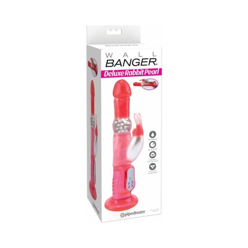 Waterproof Wall Bangers Deluxe Rotating Rabbit Vibrator With Suction Cup Pink