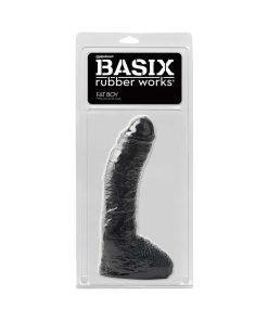 Basix Rubber Works Fat Boy 10 In. Dildo With Balls Black