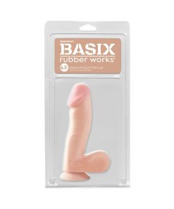Basix Rubber Works 6.5 In. Dong With Balls & Suction Cup Beige