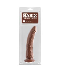 Basix Rubber Works Slim Seven 7 In. Dildo With Suction Cup Brown