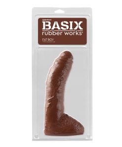 Basix Rubber Works Fat Boy 10 In. Dildo With Balls Brown