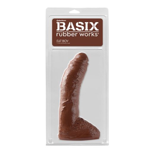 Basix Rubber Works Fat Boy 10 In. Dildo With Balls Brown