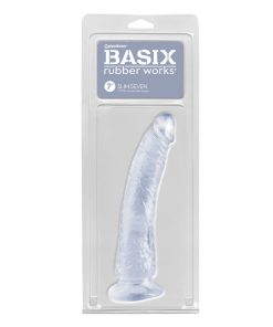 Basix Rubber Works Slim Seven 7 In. Dildo With Suction Cup Clear