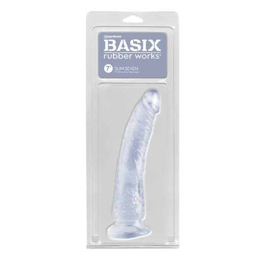 Basix Rubber Works Slim Seven 7 In. Dildo With Suction Cup Clear