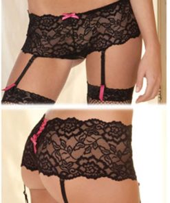 Rene Rofe Crotchless Lace Boyleg With Garters S/M