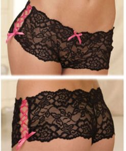 Rene Rofe Crotchless Lace Side Tie Boyleg S/M