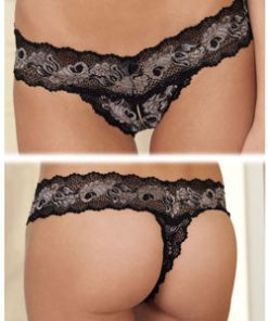 Rene Rofe Crotchless Lace V-Thong S/M