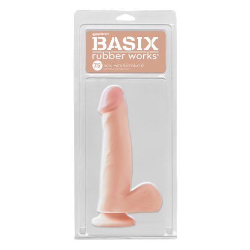 Basix Rubber Works 7.5 In. Dildo With Balls & Suction Cup Beige