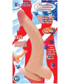 All American Whoppers 8 In. Curved Dong With Balls Beige