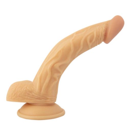 All American Whoppers 8 In. Curved Dong With Balls Beige - Image 2