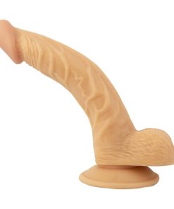 All American Whoppers 8 In. Curved Dong With Balls Beige