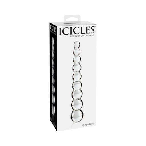 Icicles No. 2 Beaded 8.5 In. Glass Dildo Clear