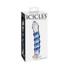 Icicles No. 5 Curved Ribbed 7 In. Glass Dildo Blue/Clear