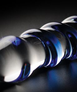 Icicles No. 5 Curved Ribbed 7 In. Glass Dildo Blue/Clear