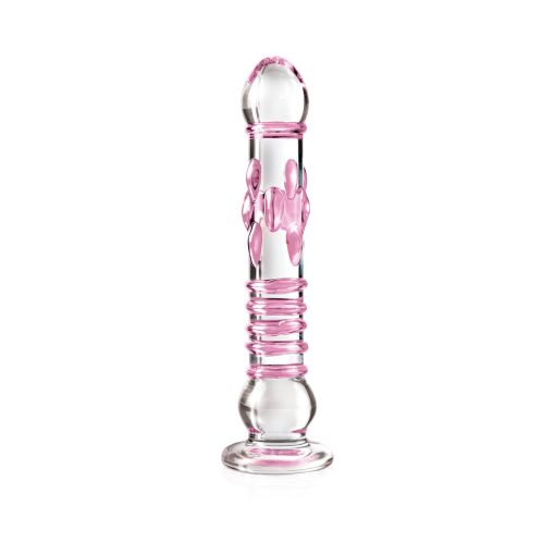 Icicles No. 6 Textured 8.5 In. Glass Dildo Pink/Clear - Image 2