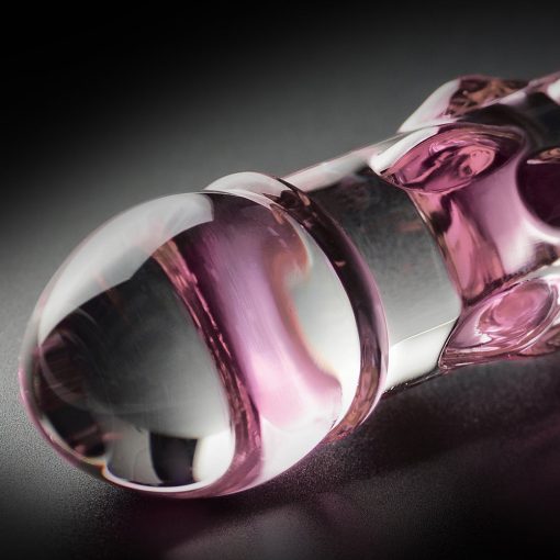 Icicles No. 6 Textured 8.5 In. Glass Dildo Pink/Clear - Image 4