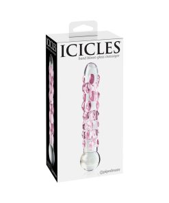 Icicles No. 7 Textured 7 In. Glass Dildo Pink/Clear