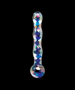 Icicles No. 8 Wavy 7 In. Glass Dildo Blue/Clear
