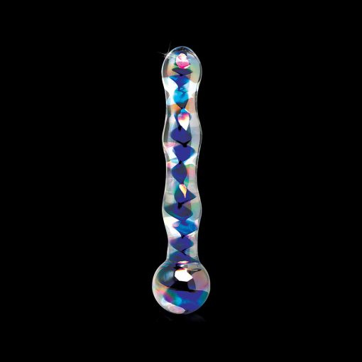 Icicles No. 8 Wavy 7 In. Glass Dildo Blue/Clear - Image 3