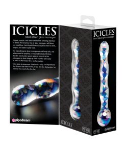 Icicles No. 8 Wavy 7 In. Glass Dildo Blue/Clear