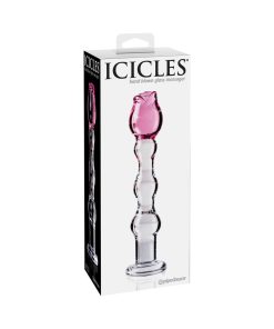 Icicles No. 12 Glass Massager With Rose Head Pink/Clear