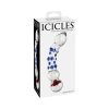 Icicles No. 18 Curved Textured 7.5 In. Glass Dildo Blue/Red/Clear