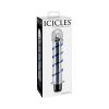 Icicles No. 20 Ribbed Vibrating 7.5 In. Glass Dildo Blue/Clear