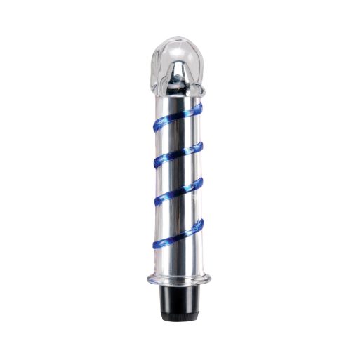 Icicles No. 20 Ribbed Vibrating 7.5 In. Glass Dildo Blue/Clear - Image 2