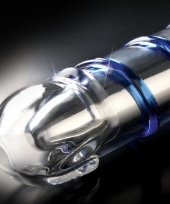 Icicles No. 20 Ribbed Vibrating 7.5 In. Glass Dildo Blue/Clear