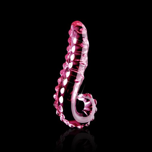 Icicles No. 24 Curved Textured 6 In. Glass Dildo With Handle Pink - Image 3