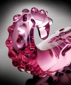 Icicles No. 24 Curved Textured 6 In. Glass Dildo With Handle Pink